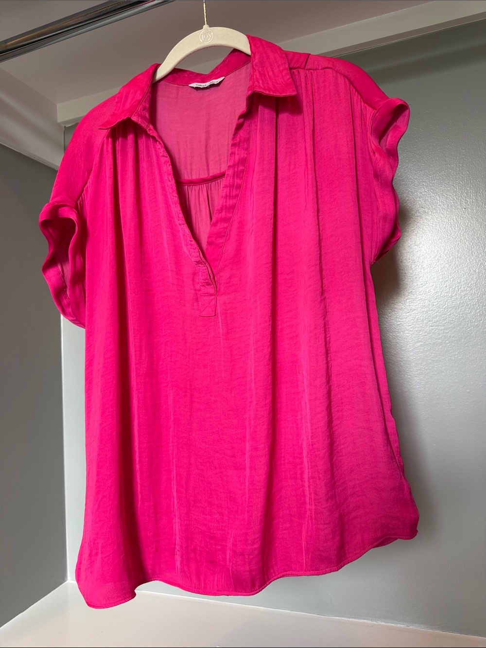 Naked Zebra Hot Pink Short-Sleeve V-Neck Tunic